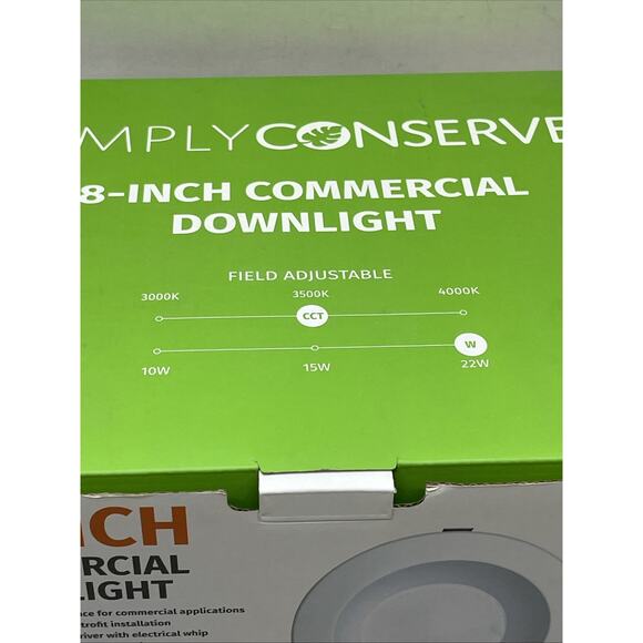Simply Conserve 1-Light 8” LED Commercial Down Light, Adjustable. {C5}. - Picture 7 of 16